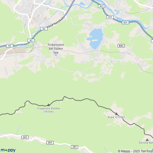 La carte pour la ville de Finkenstein am Faaker See 9500-9587