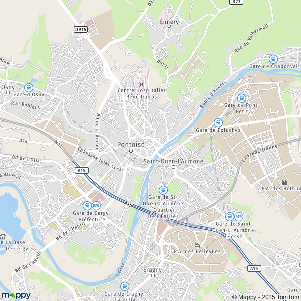 La carte pour la ville de Pontoise 95000-95300