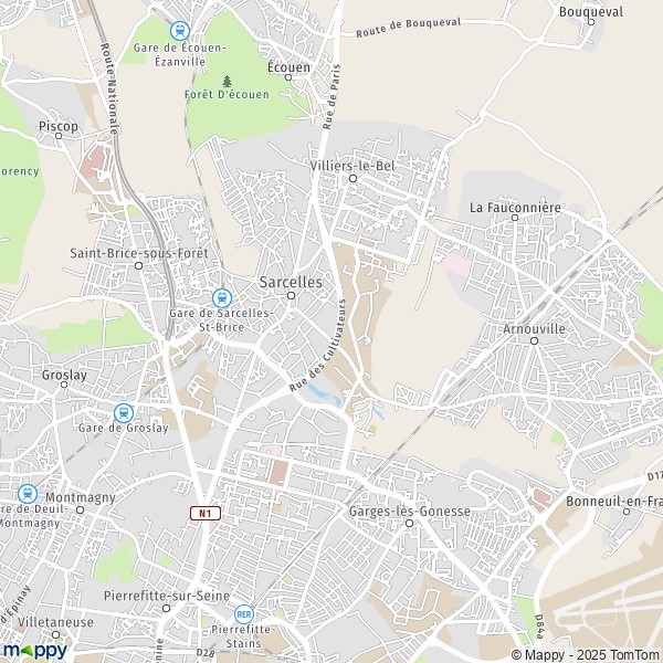 La carte pour la ville de Sarcelles 95200