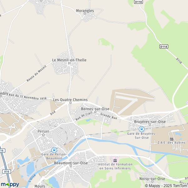 La carte pour la ville de Bernes-sur-Oise 95340