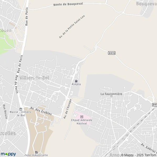 La carte pour la ville de Villiers-le-Bel 95400