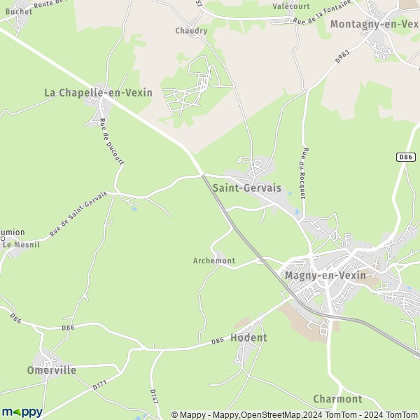 La carte pour la ville de Saint-Gervais 95420