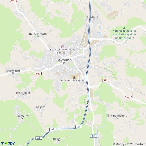 La carte pour la ville de 95444-95448 Bayreuth