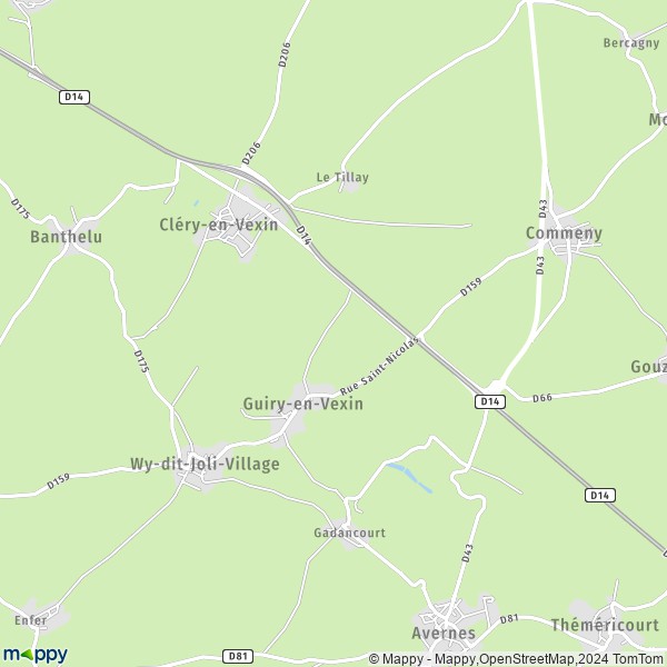La carte pour la ville de Guiry-en-Vexin 95450