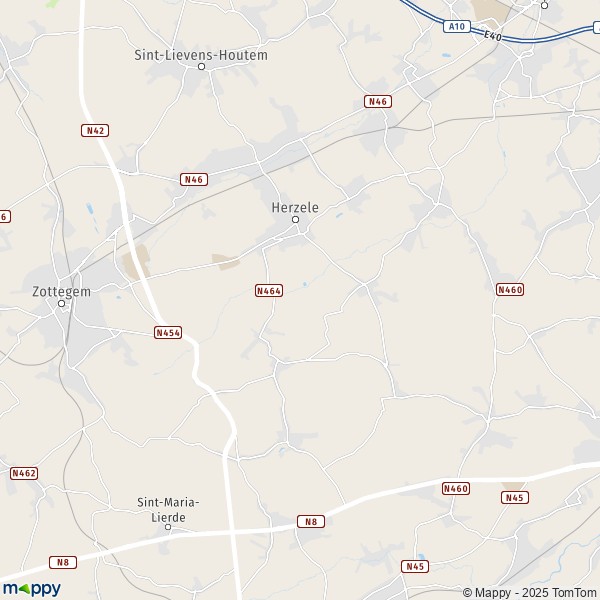 La carte pour la ville de 9550-9620 Herzele