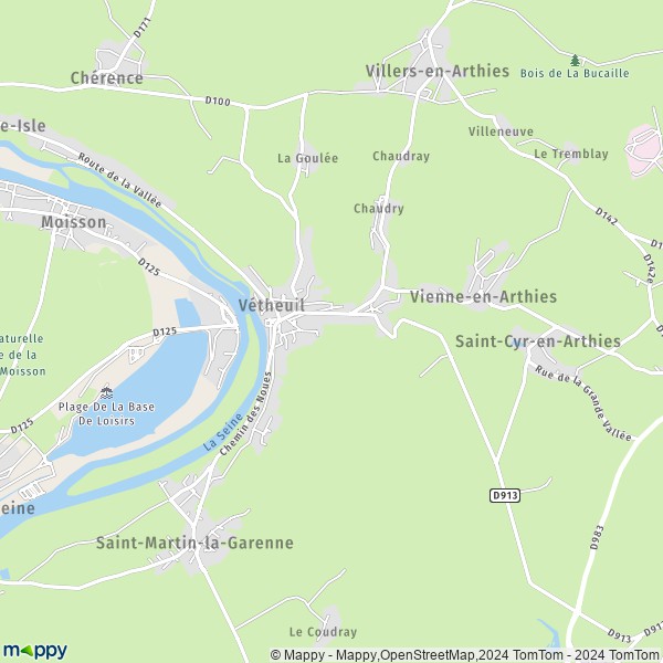 La carte pour la ville de Vétheuil 95510
