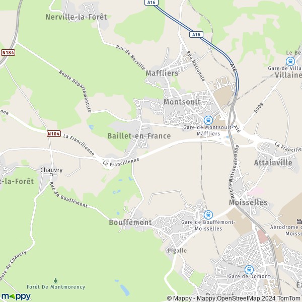 La carte pour la ville de Baillet-en-France 95560