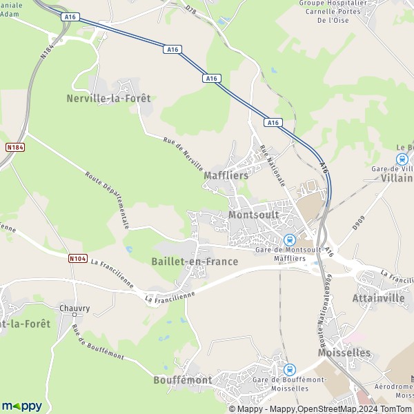 La carte pour la ville de Montsoult 95560