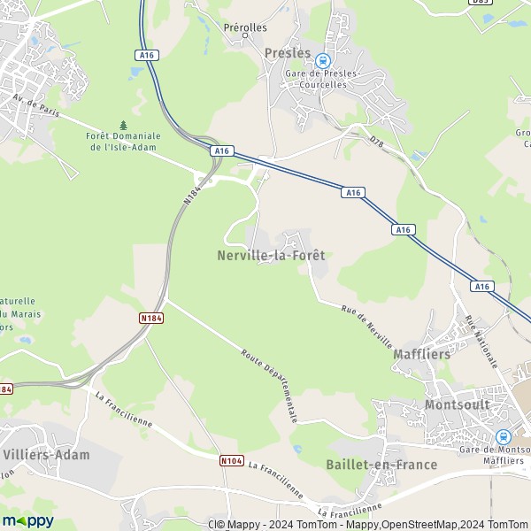 La carte pour la ville de Nerville-la-Forêt 95590