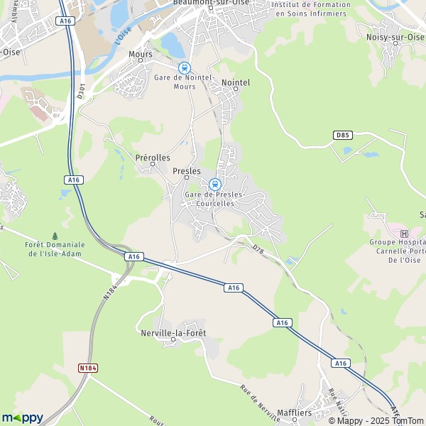 La carte pour la ville de Presles 95590