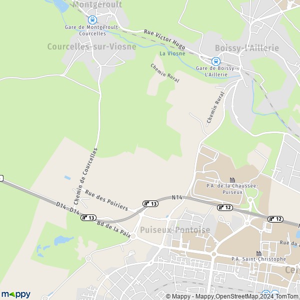 La carte pour la ville de Puiseux-Pontoise 95650