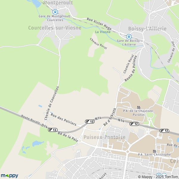 La carte pour la ville de Puiseux-Pontoise 95650