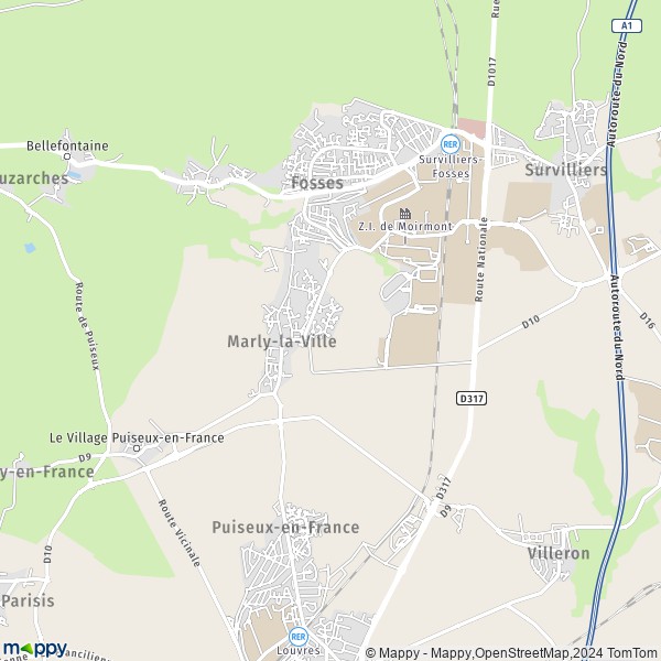 La carte pour la ville de Marly-la-Ville 95670