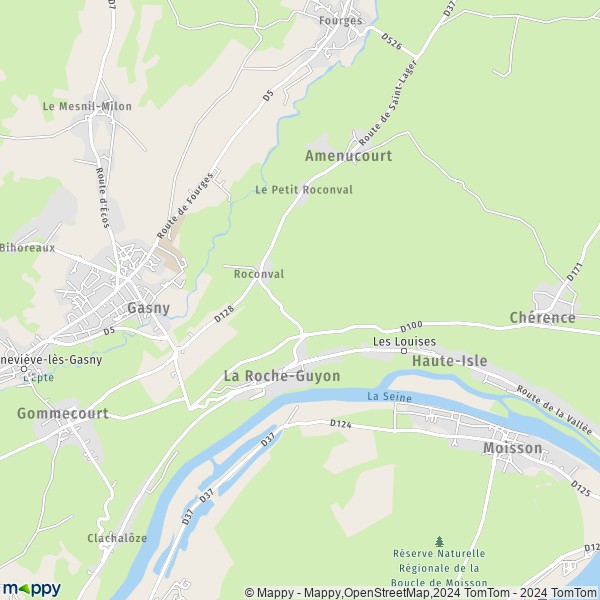 La carte pour la ville de La Roche-Guyon 95780