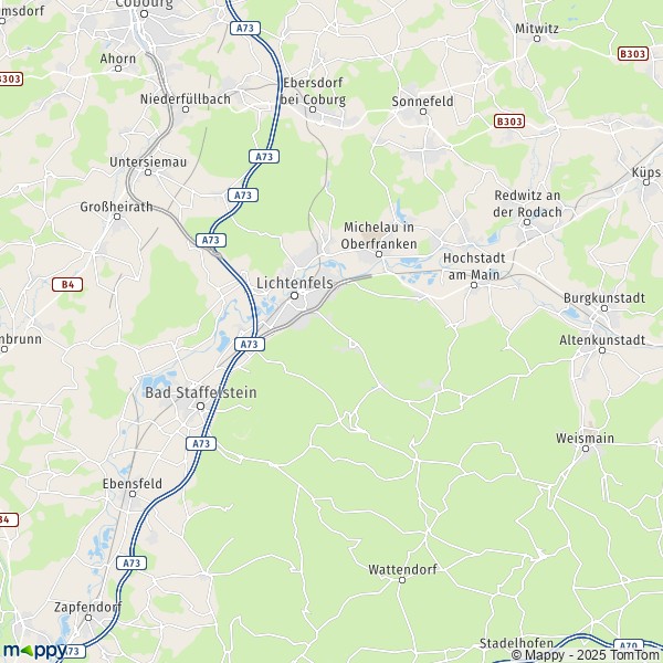 La carte pour la ville de 96215 Lichtenfels