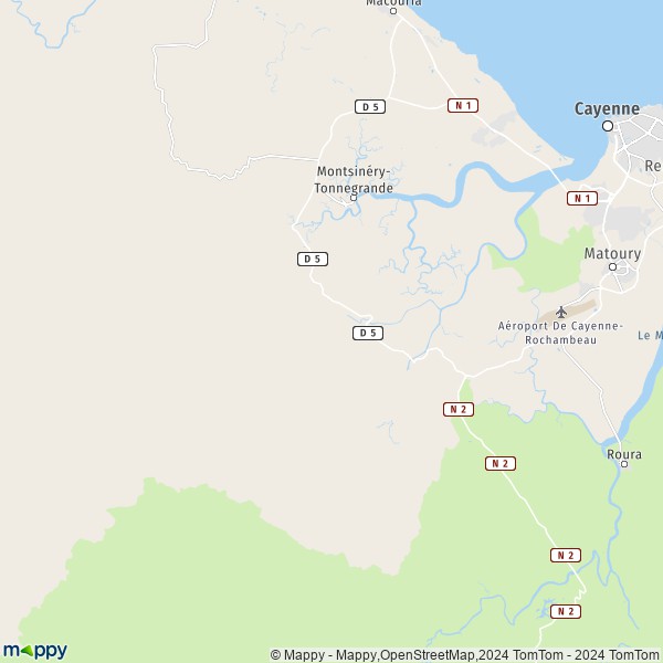 La carte pour la ville de Montsinéry-Tonnegrande 97356