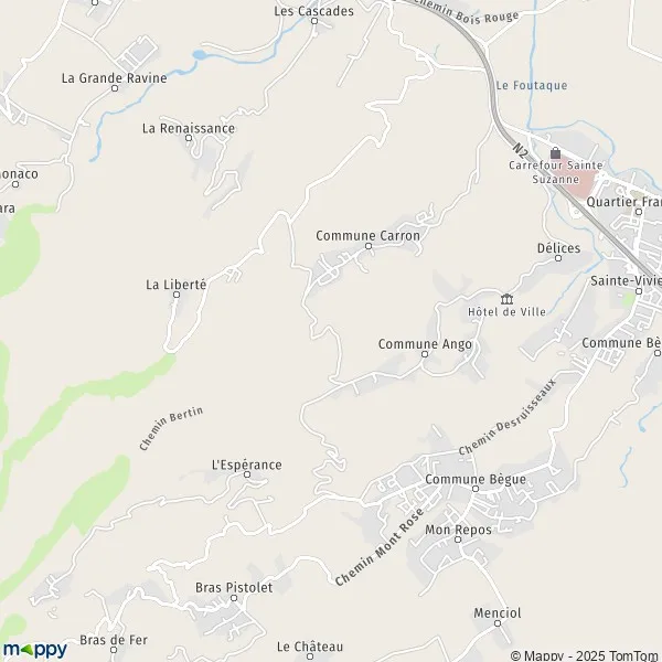 Plan SainteClotilde carte de SainteClotilde (97400) et infos pratiques