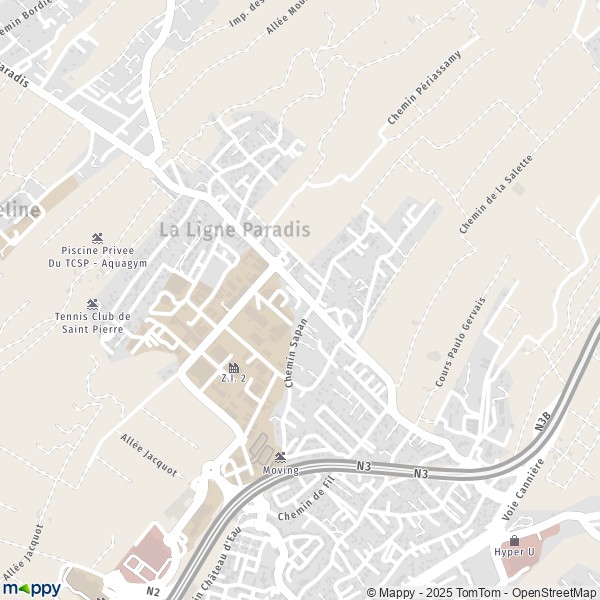 Carte La Ligne Paradis, 97410 Saint-Pierre