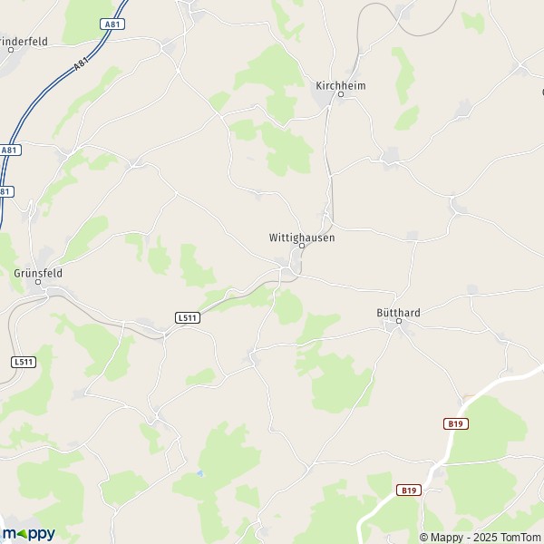 La carte pour la ville de 97957 Wittighausen