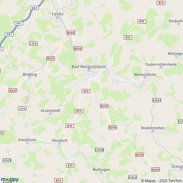 La carte pour la ville de 97980 Bad Mergentheim