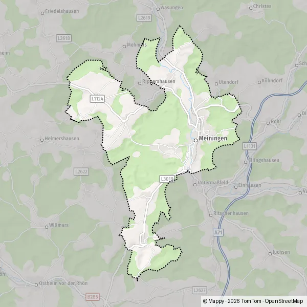 Plan Meiningen : carte de Meiningen (98617) et infos pratiques