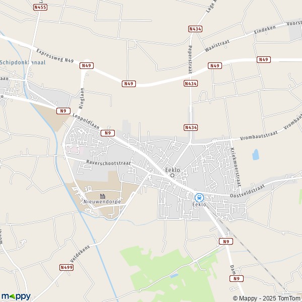 La carte pour la ville de 9900 Eeklo