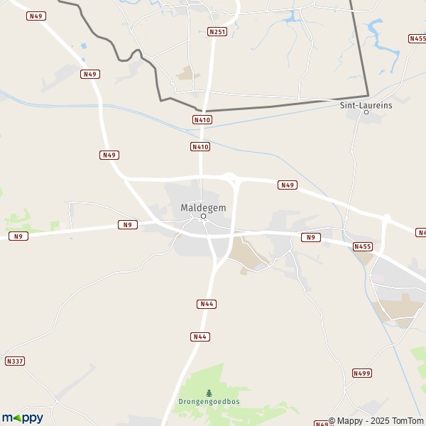 La carte pour la ville de 9900-9992 Maldegem