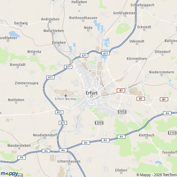 La carte pour la ville de 99084-99099 Erfurt