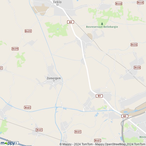La carte pour la ville de Zomergem, 9930 Lievegem