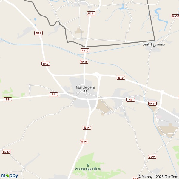 La carte pour la ville de 9990-9992 Maldegem