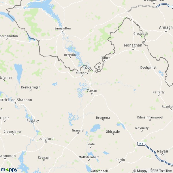La carte pour la ville de Cavan A82-N39