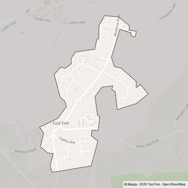 Plan East End : carte de East End, Dorset BH21 3 et infos pratiques