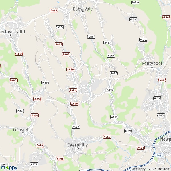 La carte pour la ville de Caerphilly CF83 1-CF83 8
