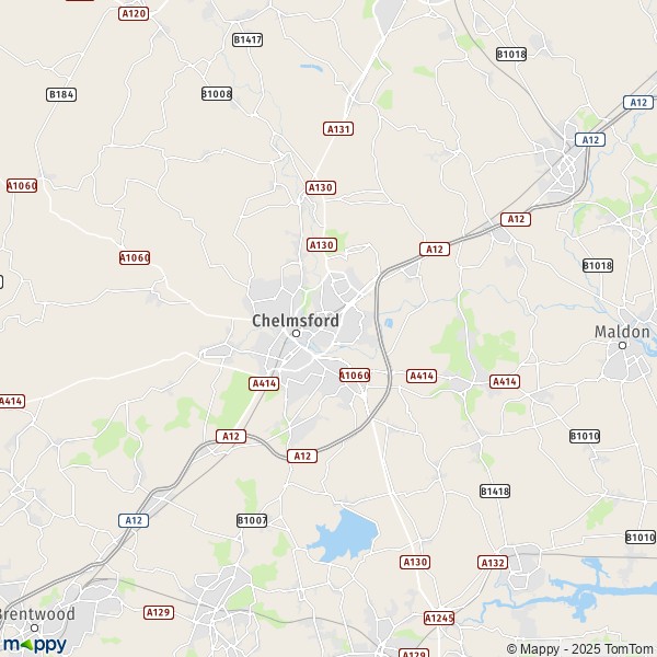 La carte pour la ville de Chelmsford CM1 1-CM98 1