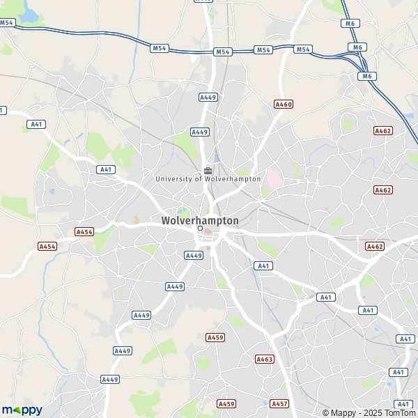 La carte pour la ville de Wolverhampton DY3 1-WV9 5