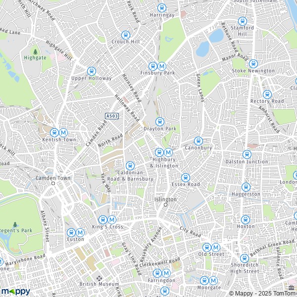 La carte pour la ville de Islington E8 2-WC1X 9