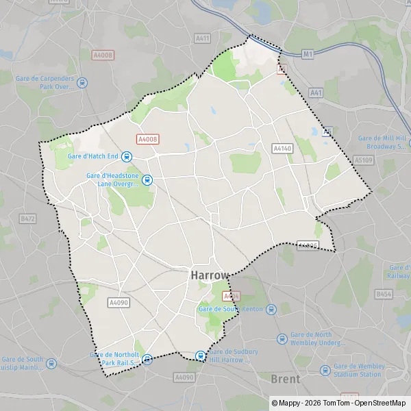La carte pour la ville de Harrow HA1 1-WD6 3