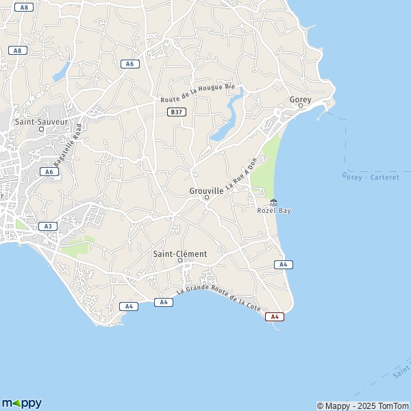 La carte pour la ville de Grouville JE2 6-JE3 9