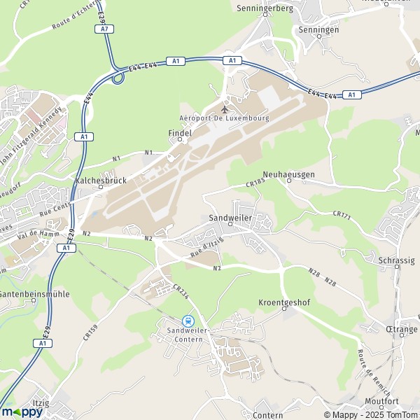 La carte pour la ville de Sandweiler L-1110-L-6998