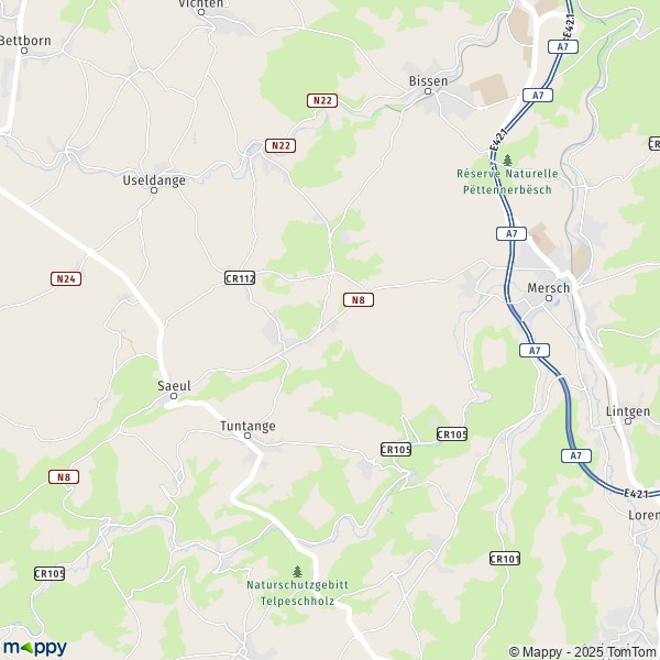 La carte pour la ville de Helperknapp L-4413-L-8711