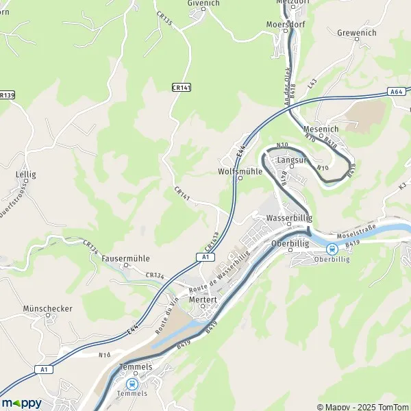 La carte pour la ville de Mertert L-4640-L-6756