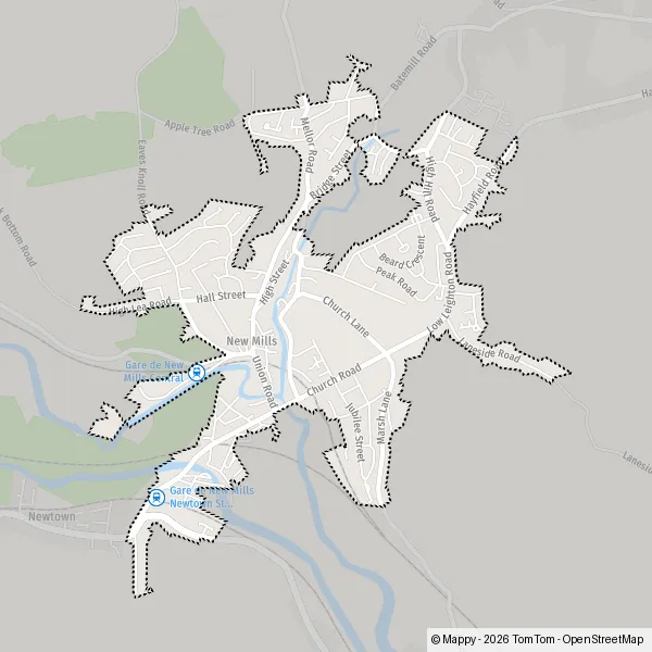 Plan New Mills : carte de New Mills, High Peak SK22 4 et infos pratiques