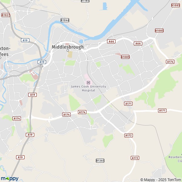 La carte pour la ville de Middlesbrough TS1 1-TS8 9