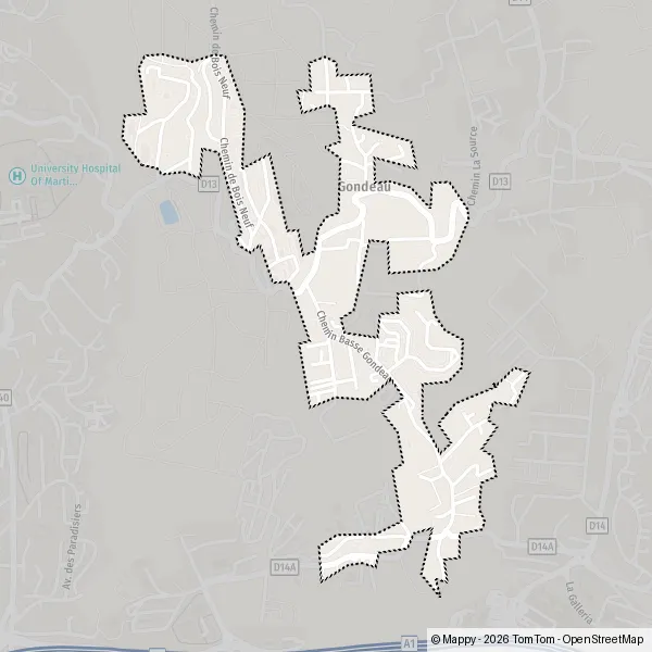 Carte Chemin Basse Gondeau, Gondeau, 97232 Le Lamentin