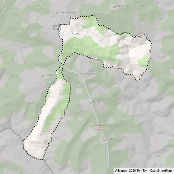 Carte Chemin de la Colline Despourrins, 64490 Accous