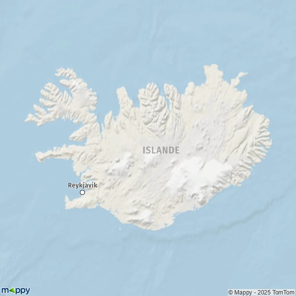 La carte du pays Islande