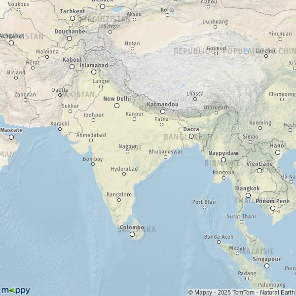 La carte du pays Inde