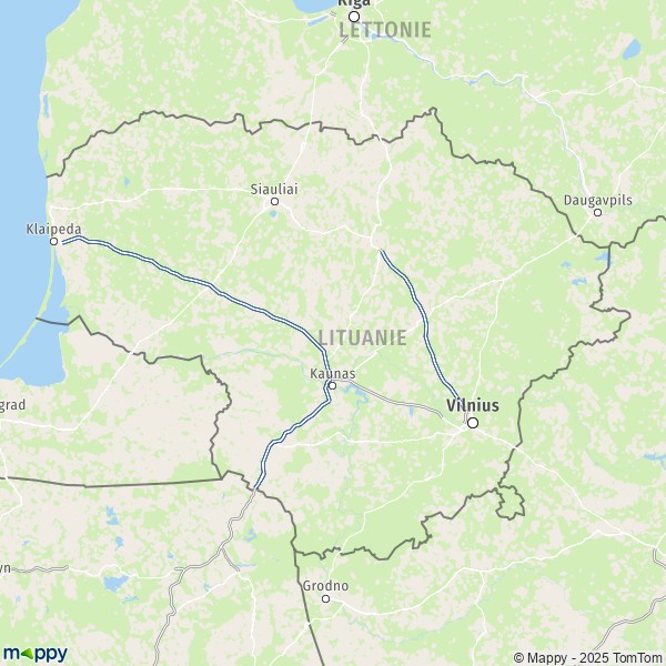 La carte du pays Lituanie