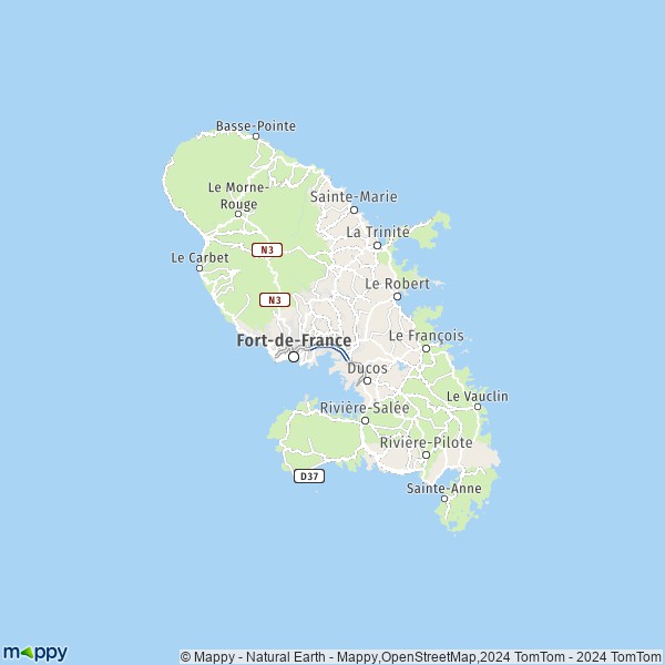 La carte du pays Martinique
