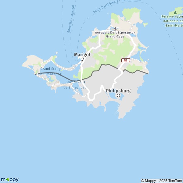 La carte du pays Saint-Martin (Pays-Bas)